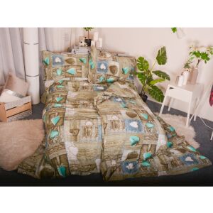 Mikroplyšové povlečení SRDCE zelené, 140x200cm, 70x90cm