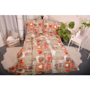Krepové povlečení HEARTS červené , 140x200cm, 70x90cm