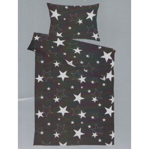 Krepové povlečení HVĚZDY černé, 140x200cm, 70x90cm