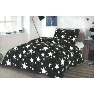 Mikroplyšové povlečení Hvezdy černé 140x200cm, 70x90cm