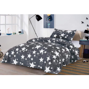 Mikroplyšové povlečení Hvězdy šedé, 140x200cm, 70x90cm
