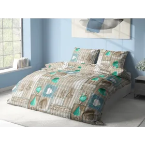 Krepové povlečení HEARTS zelené , 140x200cm, 70x90cm