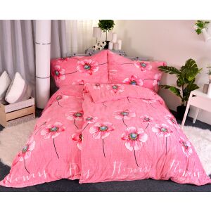 Mikroplyšové povlečení Nina růžová, 140x200cm, 70x90cm