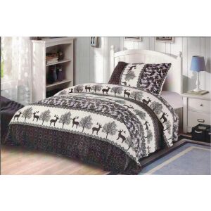 Mikroplyšové povlečení SOBI šedobílé 140x200cm, 70x90cm