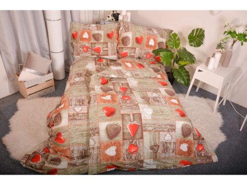 Krepové povlečení HEARTS červené , 140x200cm, 70x90cm