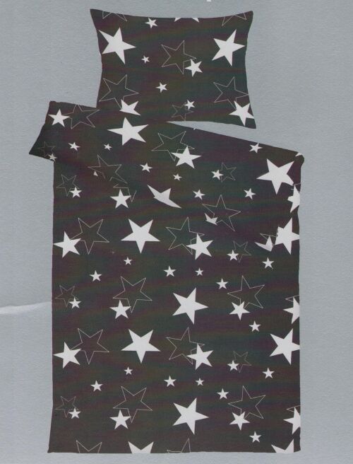 Krepové povlečení HVĚZDY černé, 140x200cm, 70x90cm