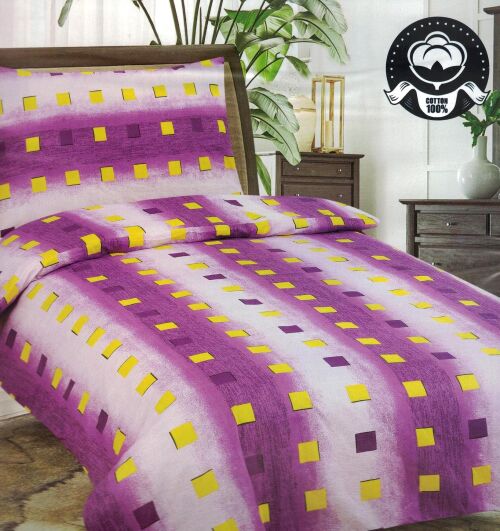 Bavlněné povlečení Karla fialové 140x200/70x90cm