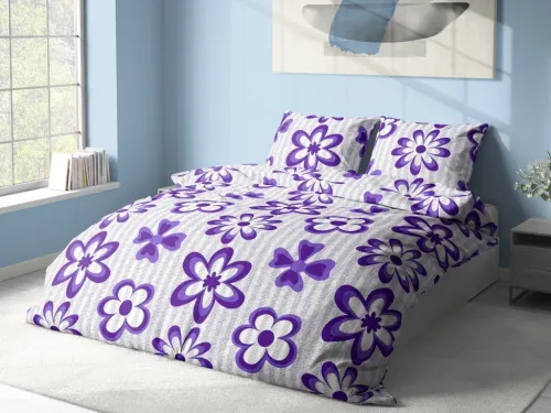 Krepové povlečení EMILY fialové, 140x200cm, 70x90cm